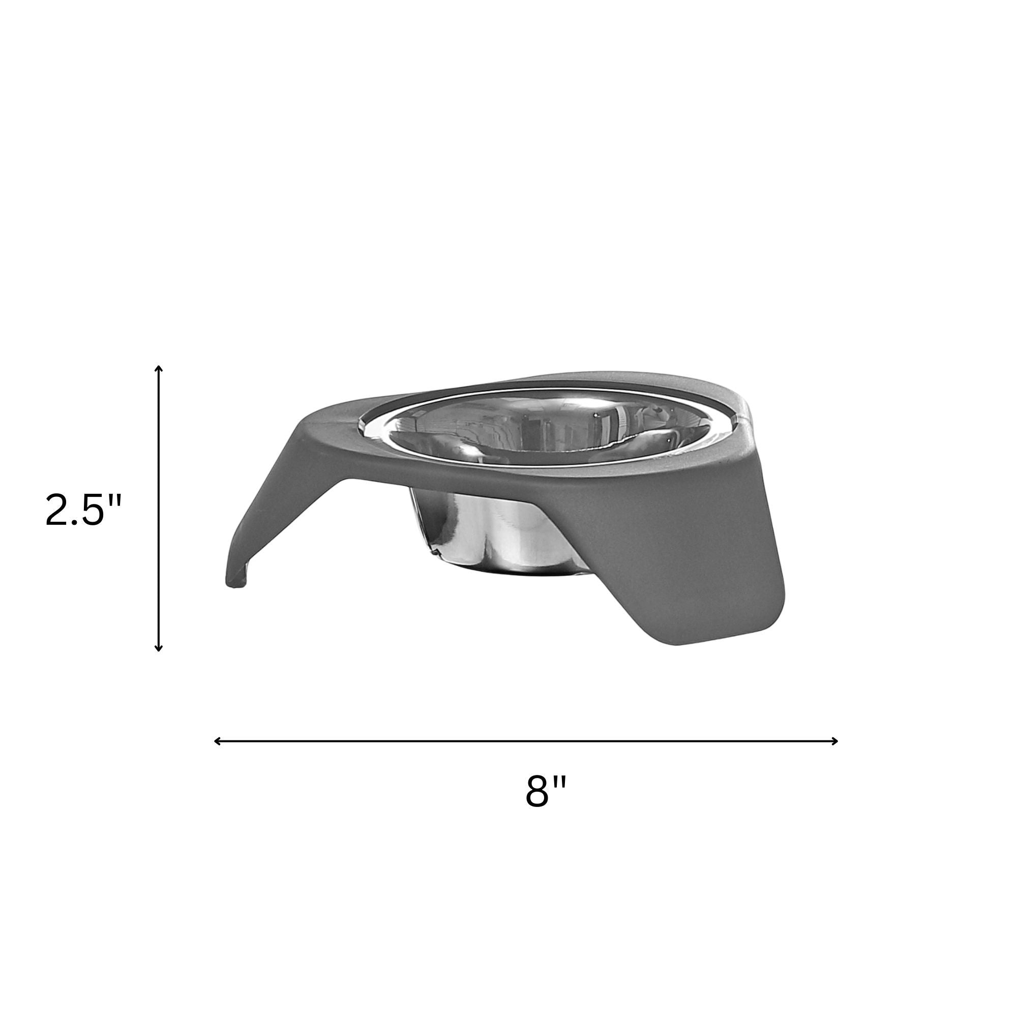 Grey Stainless Steel Pet Bowl Set of 2 with Stand – Dog & Cat Feeding Station