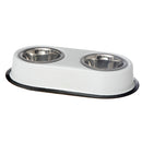 Stainless Steel Double Pet Bowl With White Stand