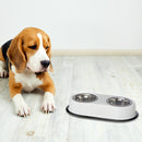 Stainless Steel Double Pet Bowl With White Stand