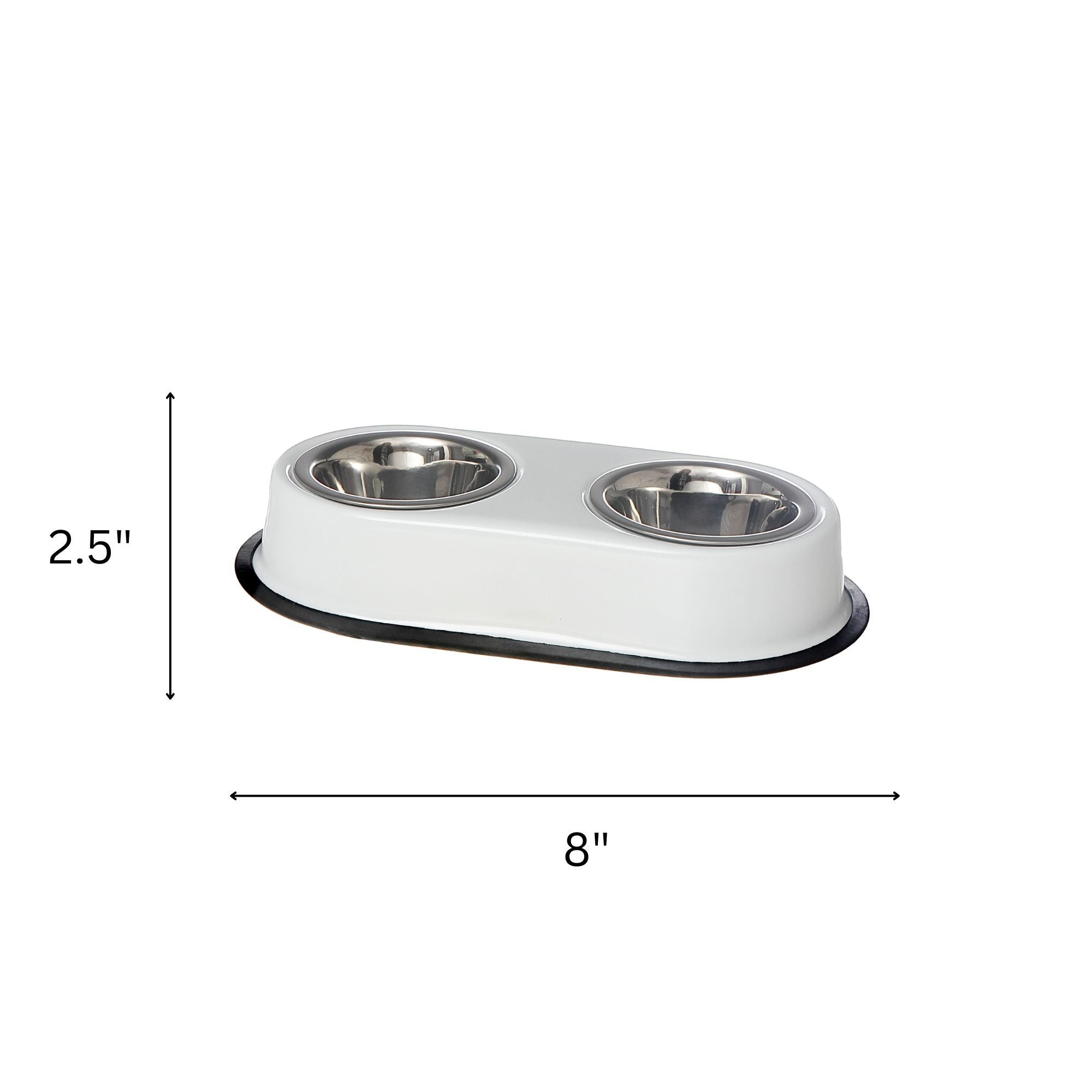 Stainless Steel Double Pet Bowl with White Stand – Dog & Cat Feeding Station
