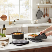 Gray Geometric Silicone Pot Holders – Heat Resistant, Non-Slip Kitchen Accessories – Set of 4
