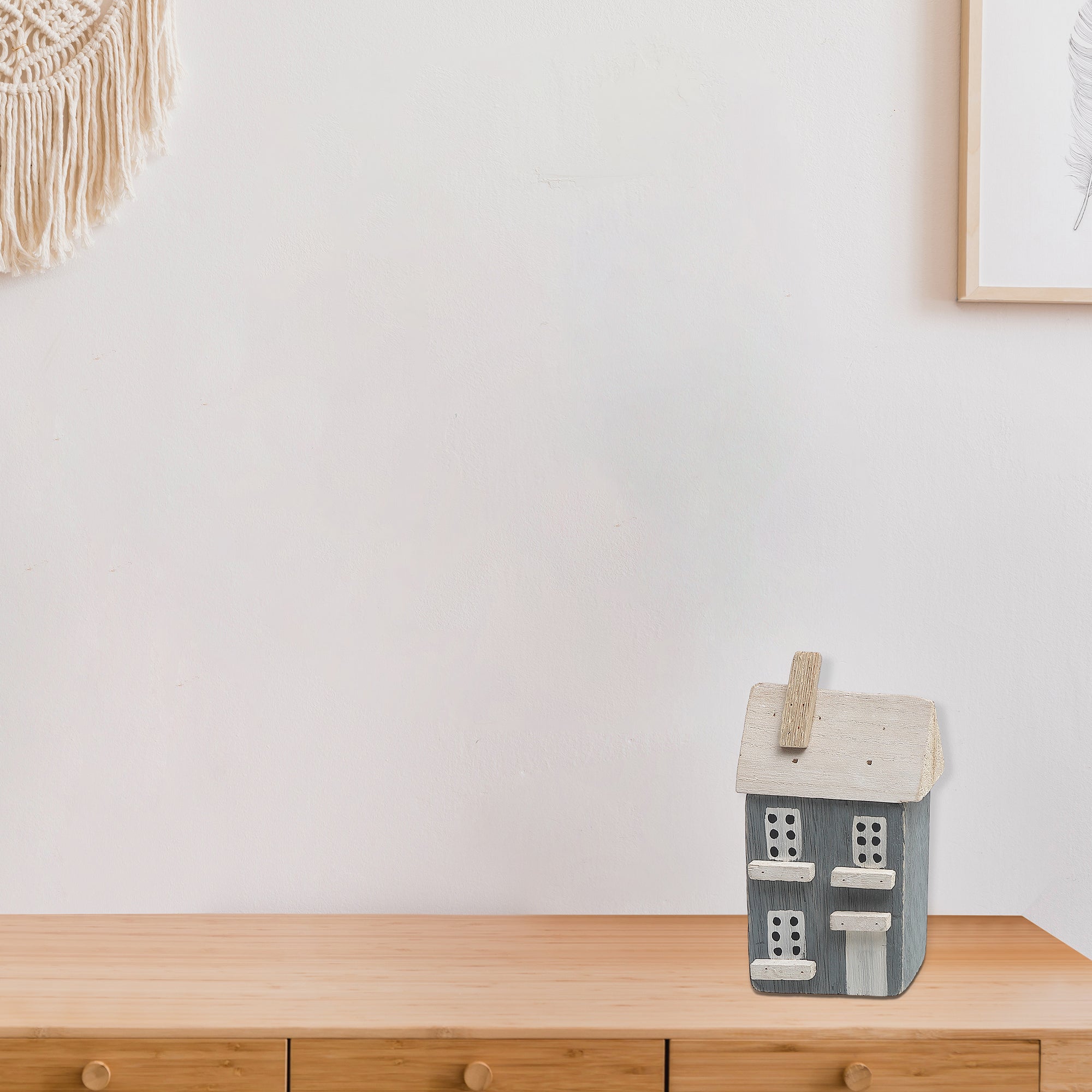 Wooden Single Blue House Decoration, Rustic Home Accent