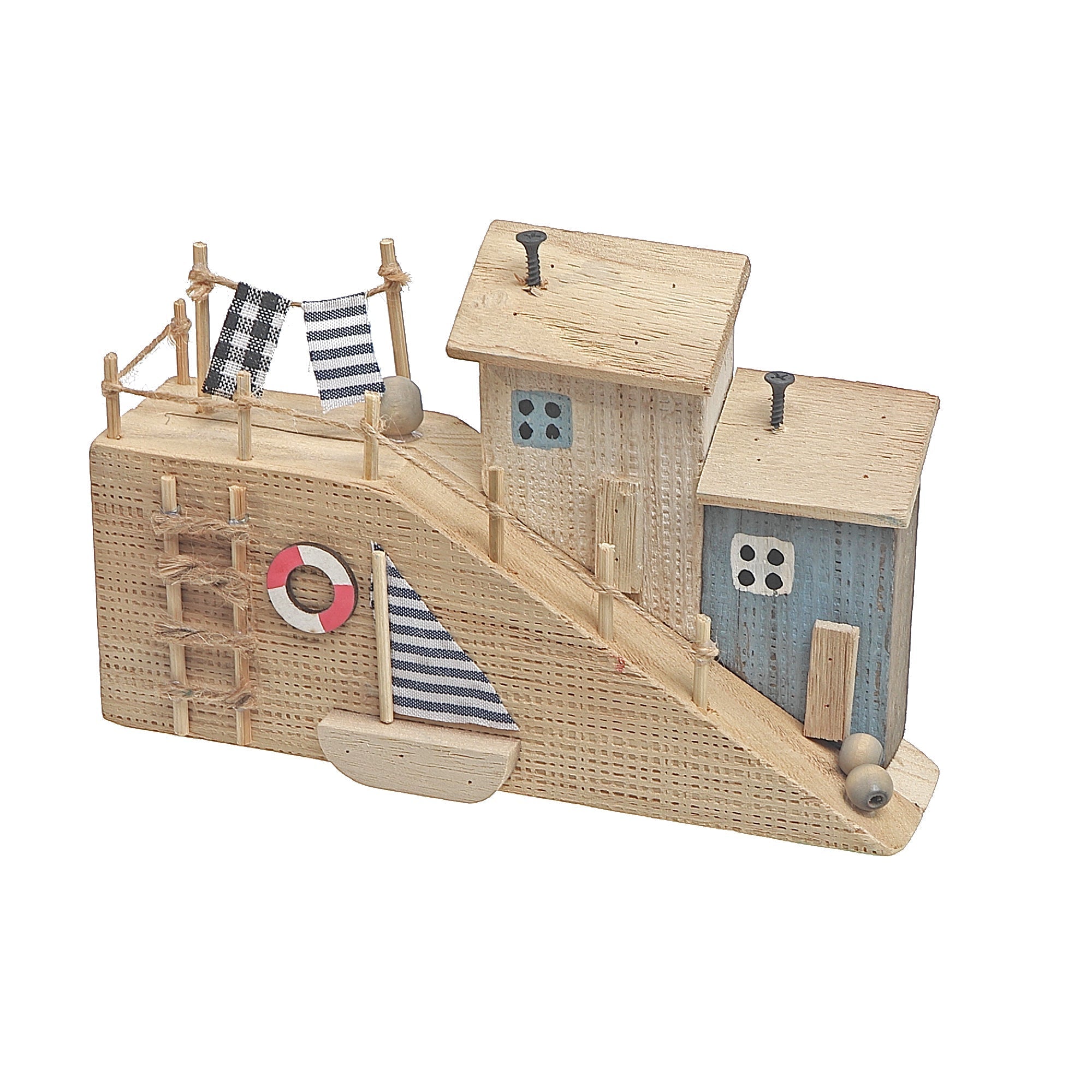 Wooden Double Decor Houses By The Water, Coastal Rustic Home Decor