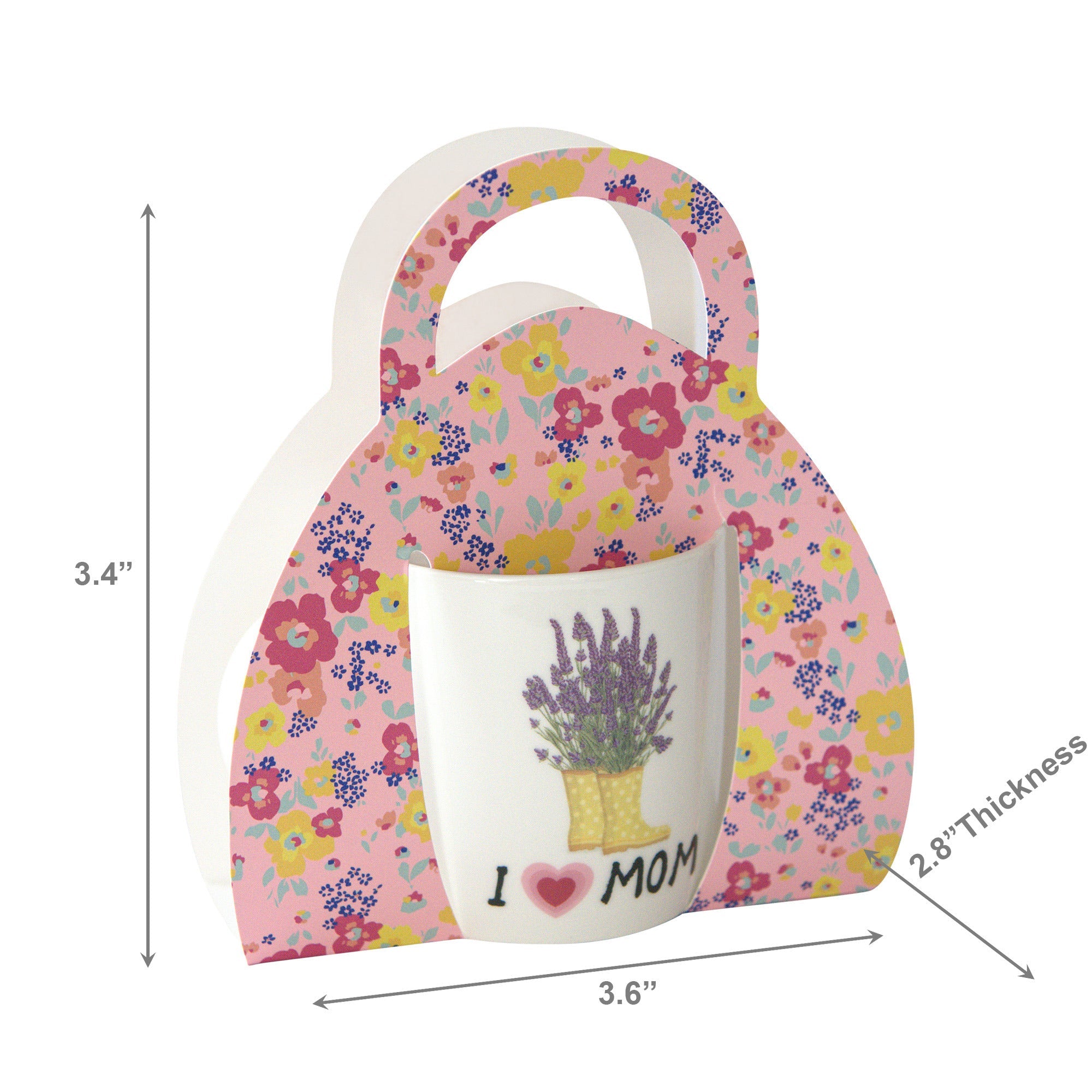 “I Love Mom” Ceramic Mug Gift Set with Lavender Boots Design - Set of 2