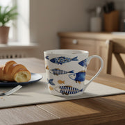Ceramic Mug with Elegant Gold Fish Decal Accent - Set of 2
