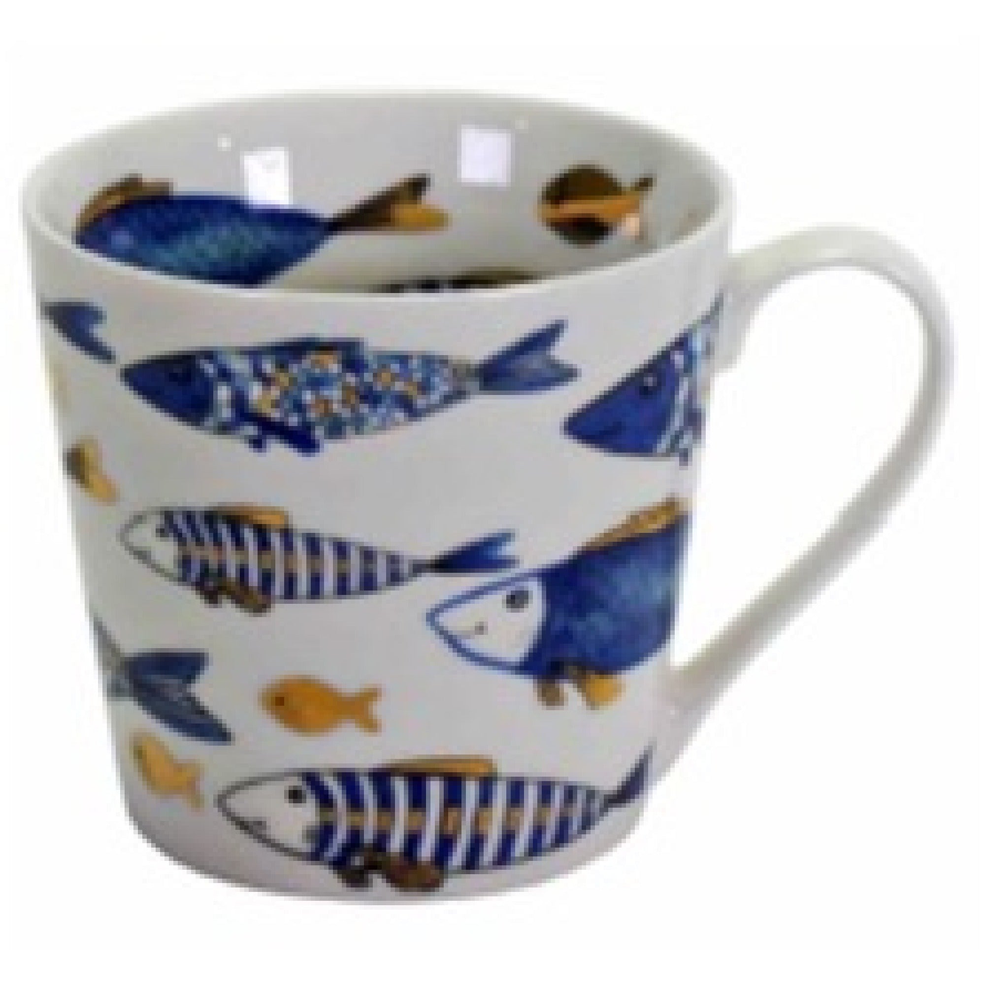 Ceramic Mug with Elegant Gold Fish Decal Accent - Set of 2