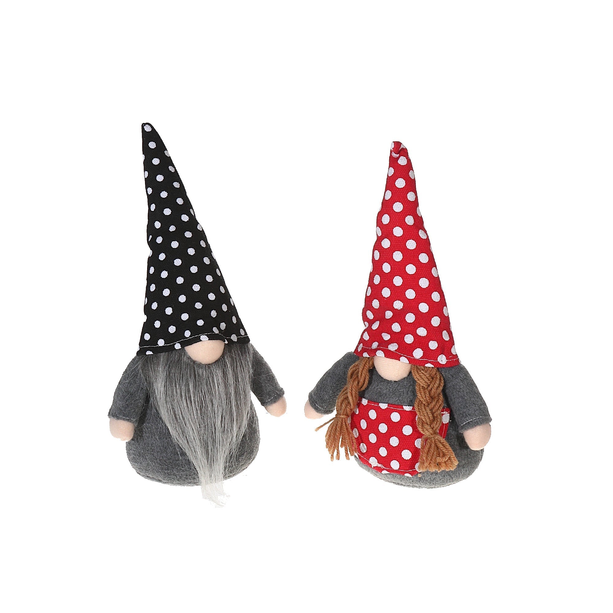 Polka Dot Gnome Plush Assorted Set Of 2, Decorative Stuffed Figurines, Home Accent