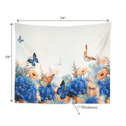 Polyester Backdrop Blue Floral 59x79 Inch, Photography Backdrop, Event Decor