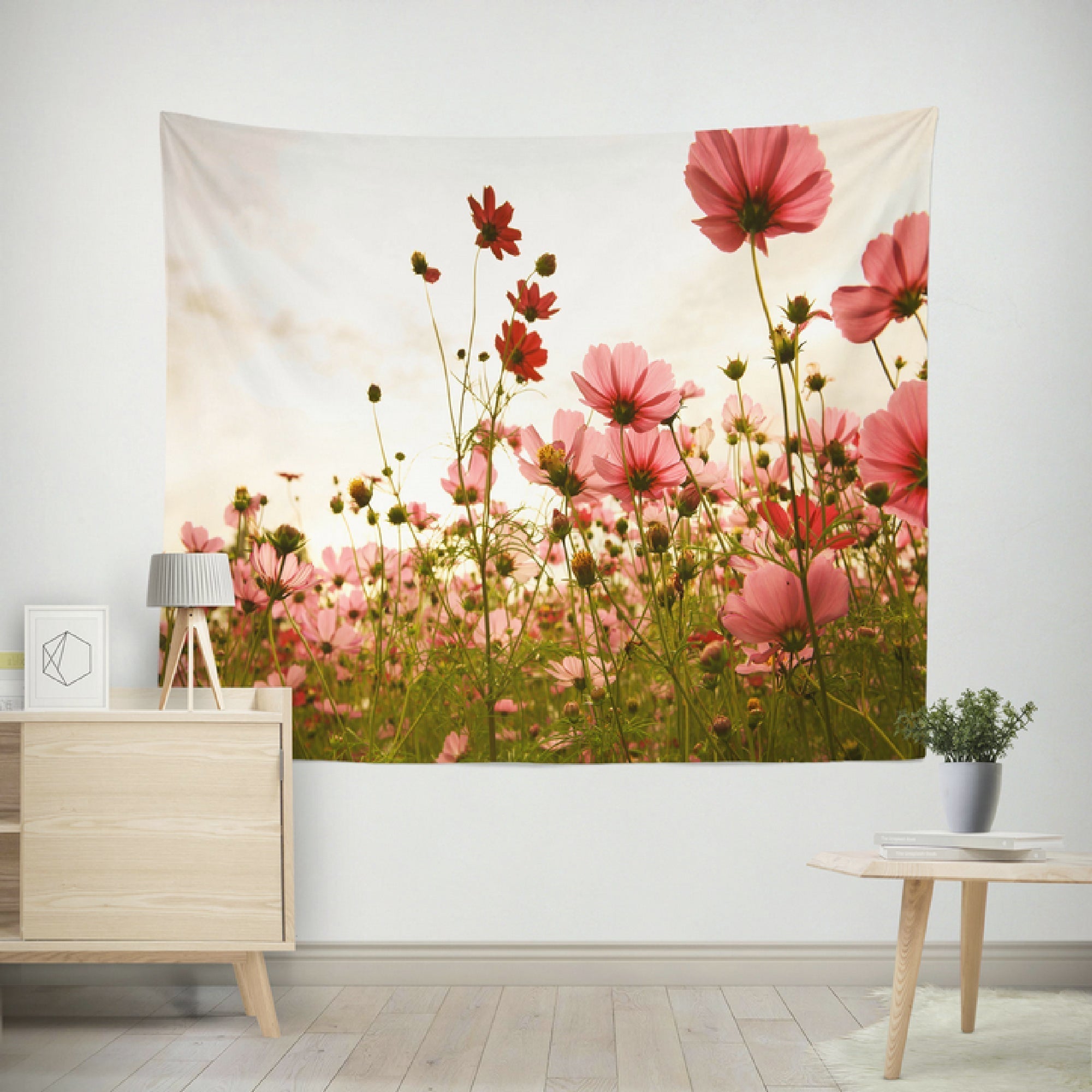 Polyester Backdrop Pink Floral 59x79 Inch, Photography Backdrop, Event Decor