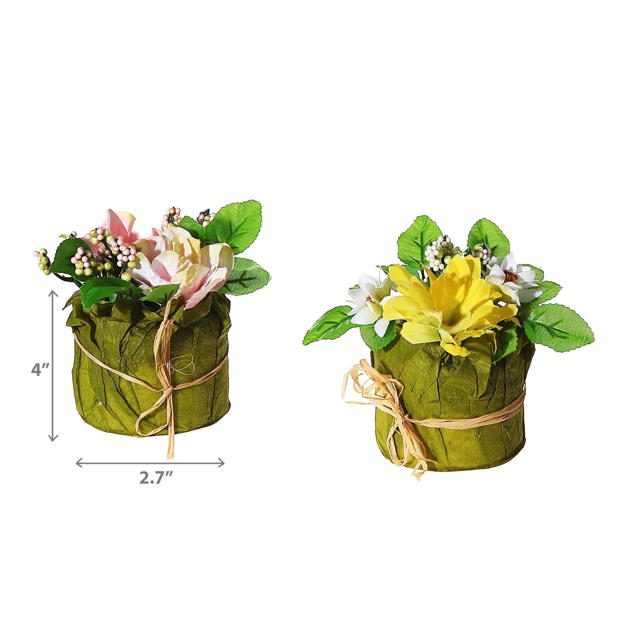 Artificial Floral In Paper Pot Assorted Decorative Indoor Plant