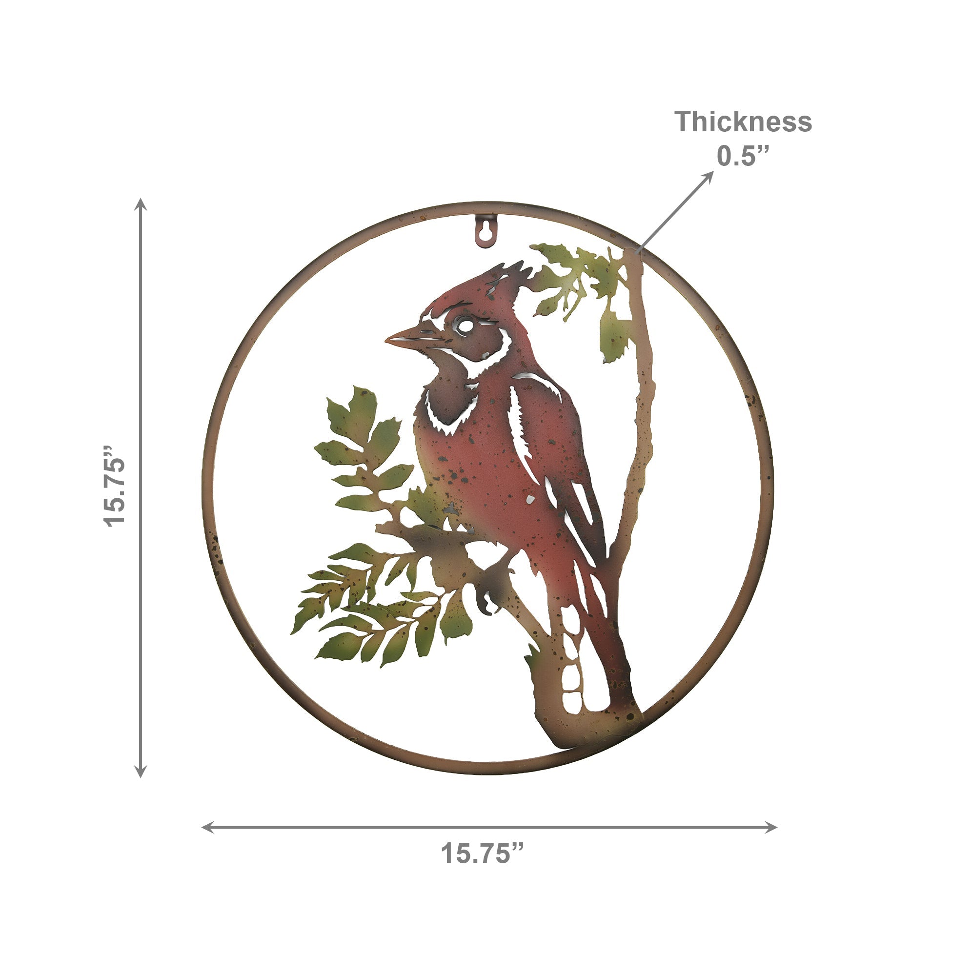 Metal Cardinal Cutout Hanging Décor for Wall or Porch