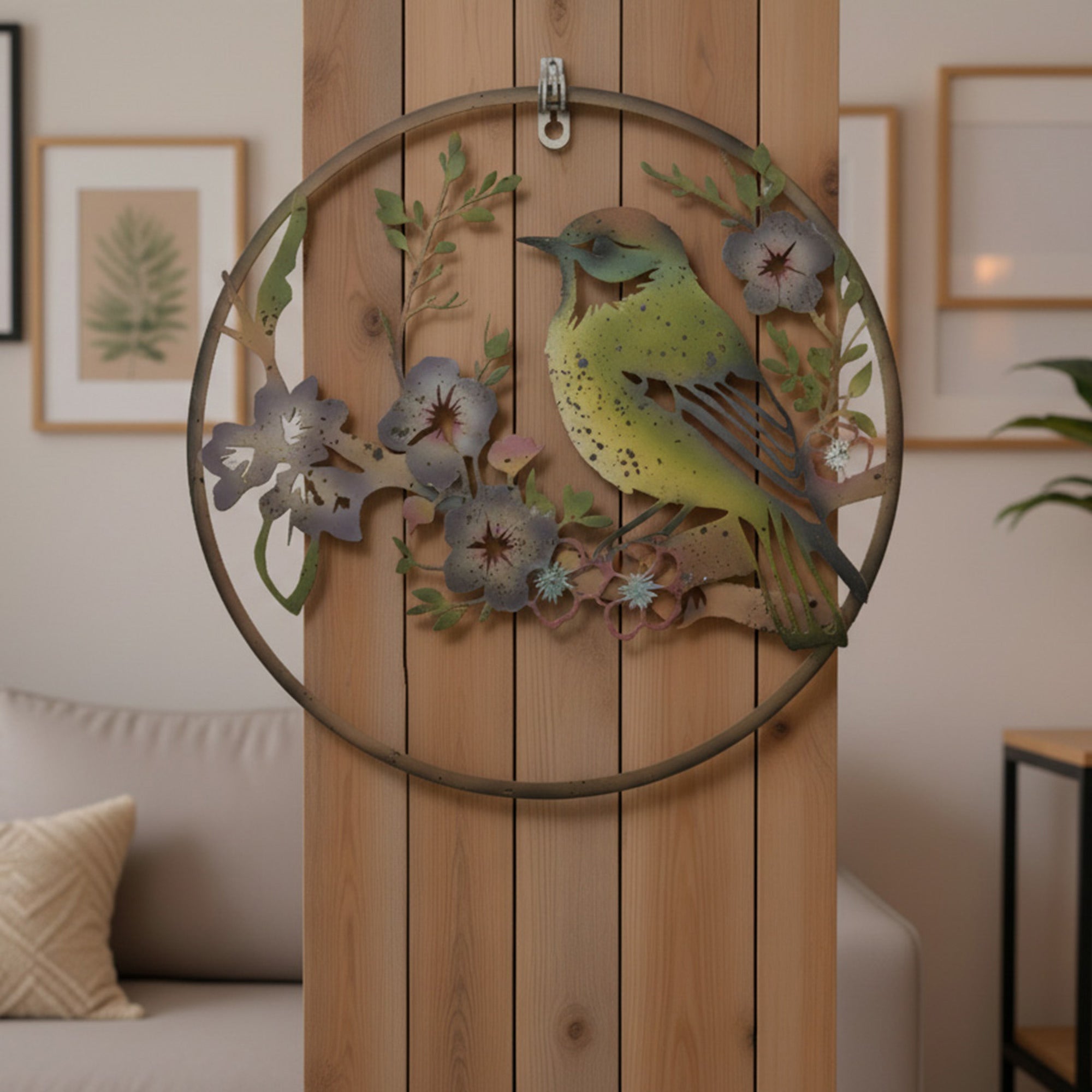 Metal Warbler Cutout Hanging Decorative Accent
