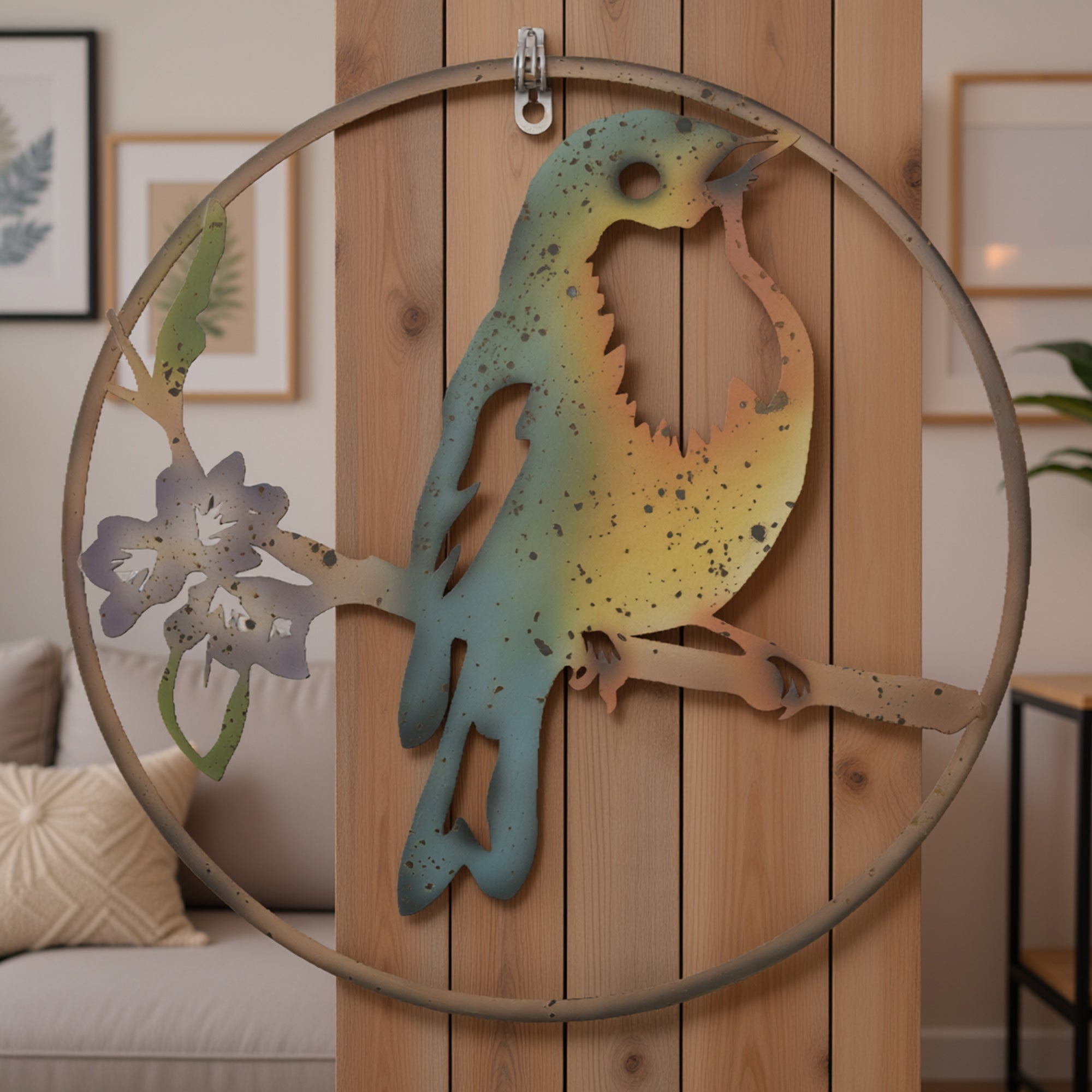 Metal Robin Cutout Hanging Décor for Nature Lovers
