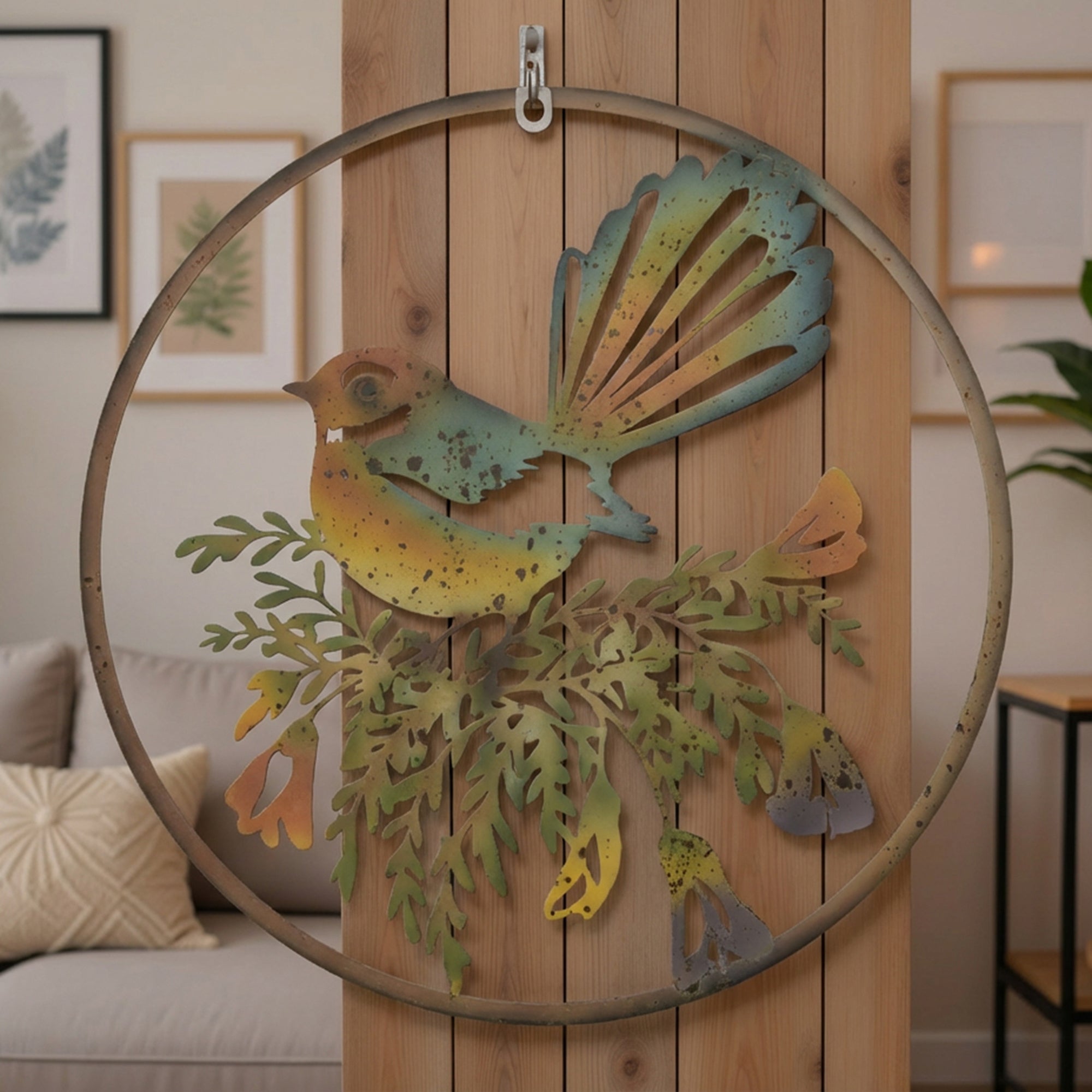 Metal Fantail Cutout Hanging Decorative Accent