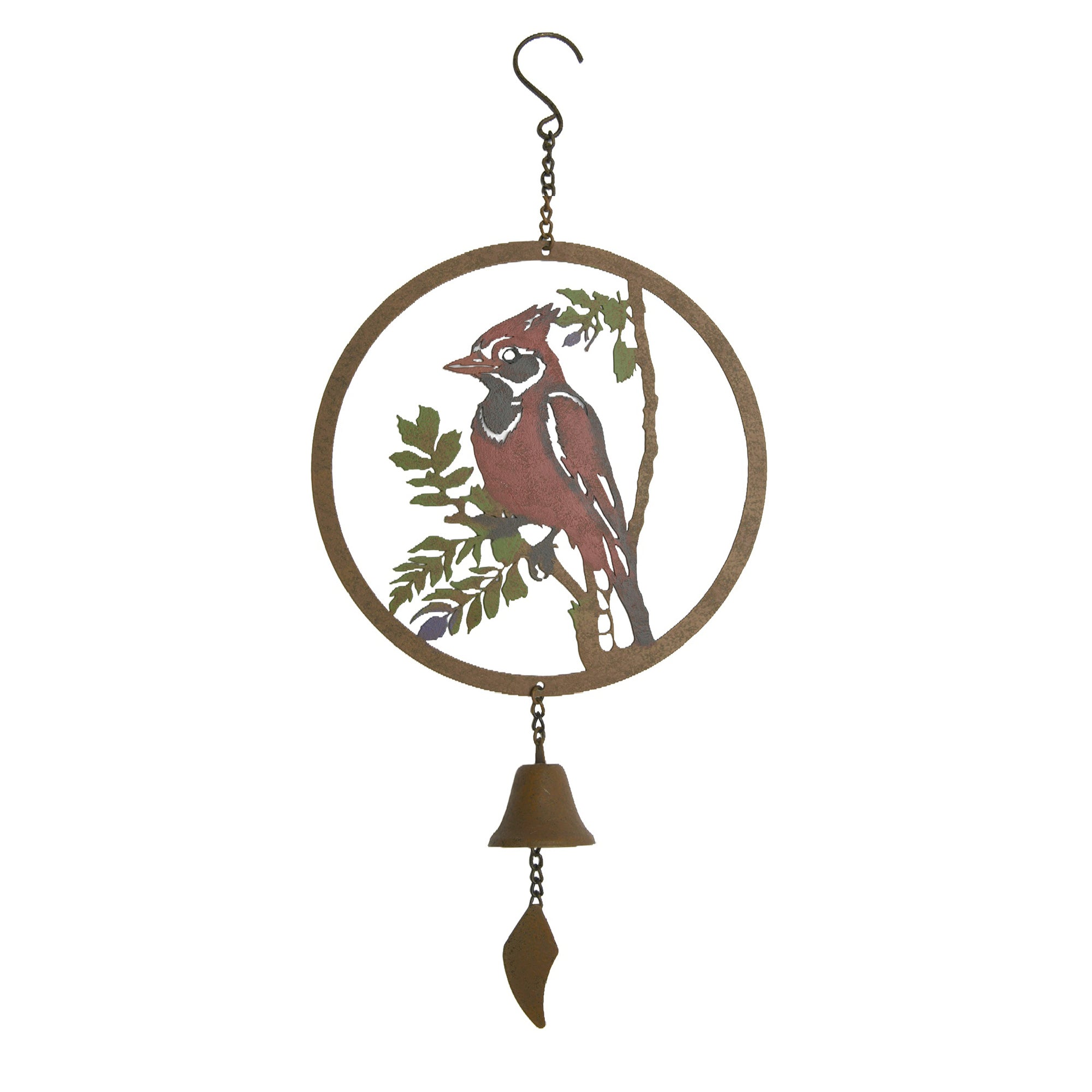 Metal Wind Bell Featuring Cardinal Bird Design