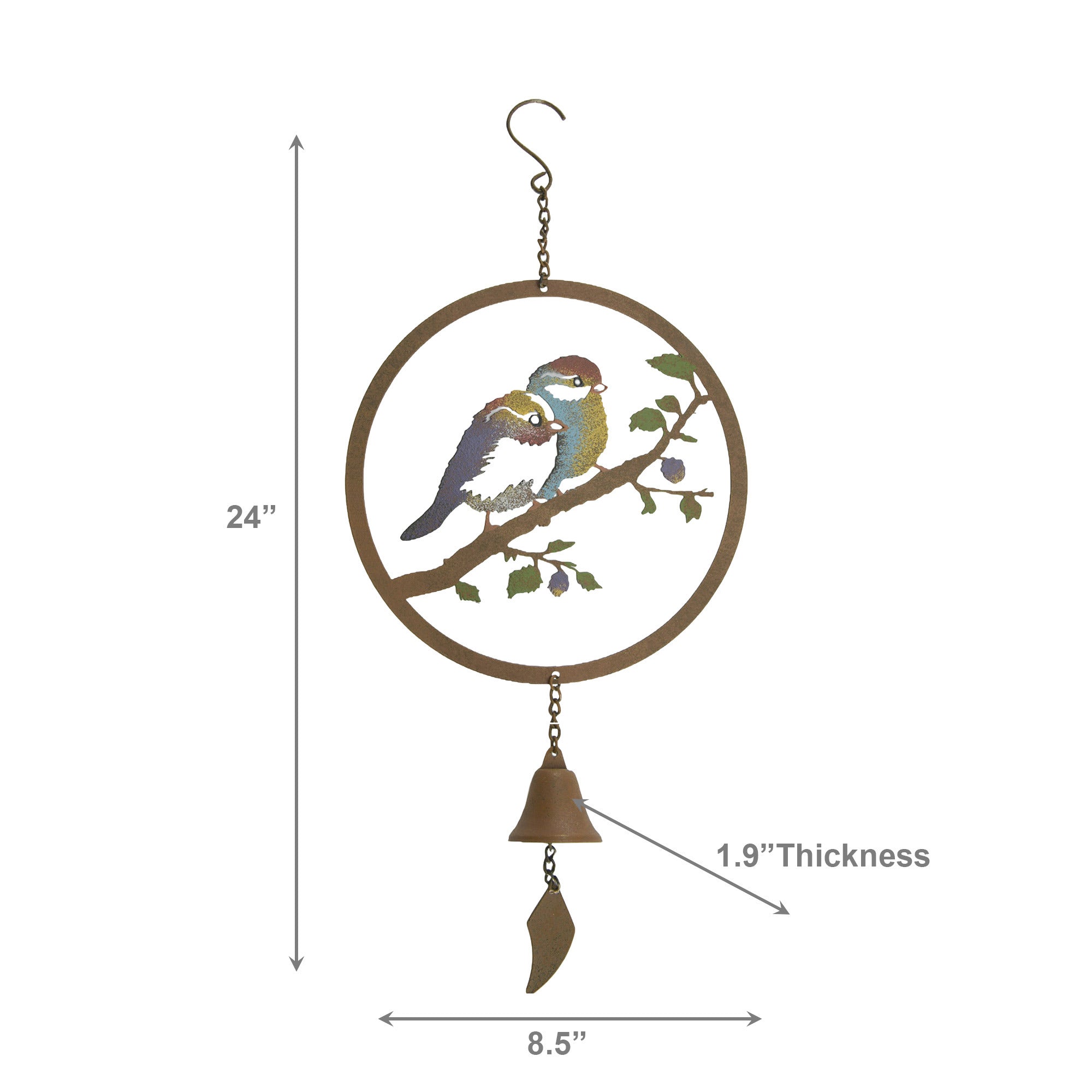 Metal Wind Bell with Bird Motif for Garden or Patio
