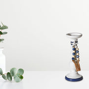 Pillar Candle Holder With Beaded Garland 11.25" Decorative Tabletop Candle Holder