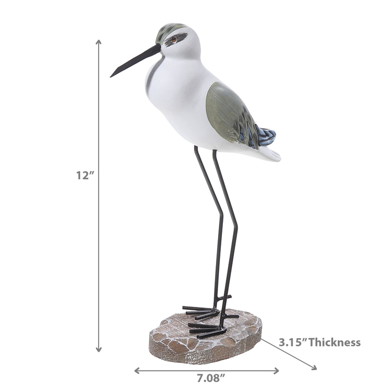 Wooden Sandpiper Metal Leg On Stand Decor