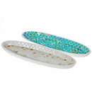 Green & Taupe Mosaic Decorativerative Oval Tray Assorted - Set of 2