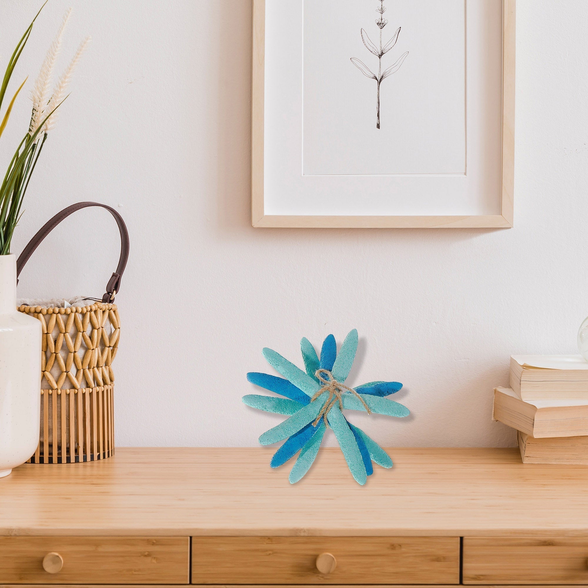 Set of 3 Decorative Aqua Blue Starfish, Coastal Wall or Table Accent, Nautical Home Decor, Ocean Inspired Decoration