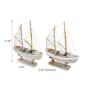 Blue & White Stripe Wooden Sailboat Led Decor (Asstd)