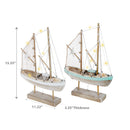 Blue & White Stripe Wooden Sailboat Led Decor (Asstd)