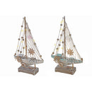Blue & White Stripe Led Wooden Sailboat (Asstd)