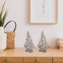 Blue & White Stripe Led Wooden Sailboat (Asstd)