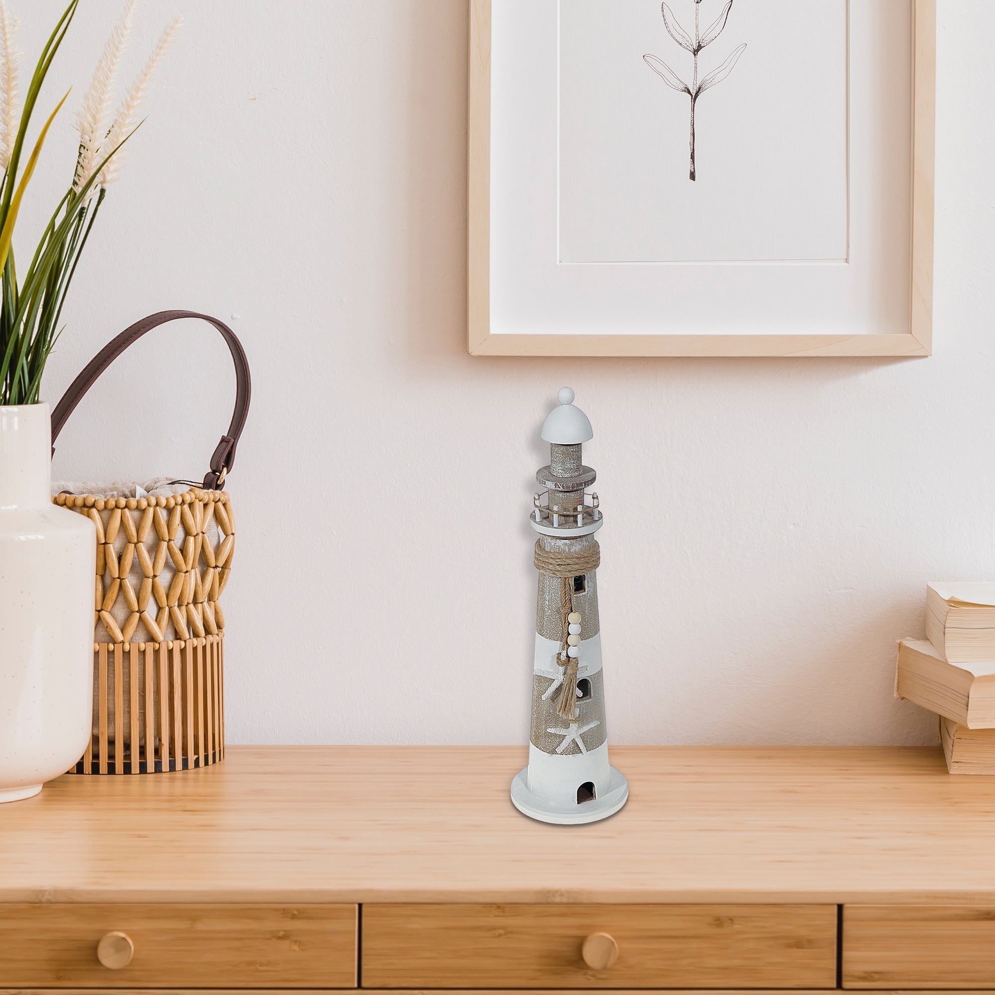 Wooden Lighthouse Decorative Accent, Coastal Home Decor, Nautical Table or Shelf Decoration, Coastal Wall Accent