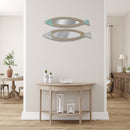 Teal & Natural Wooden Fish Mirror Assorted - Set of 2