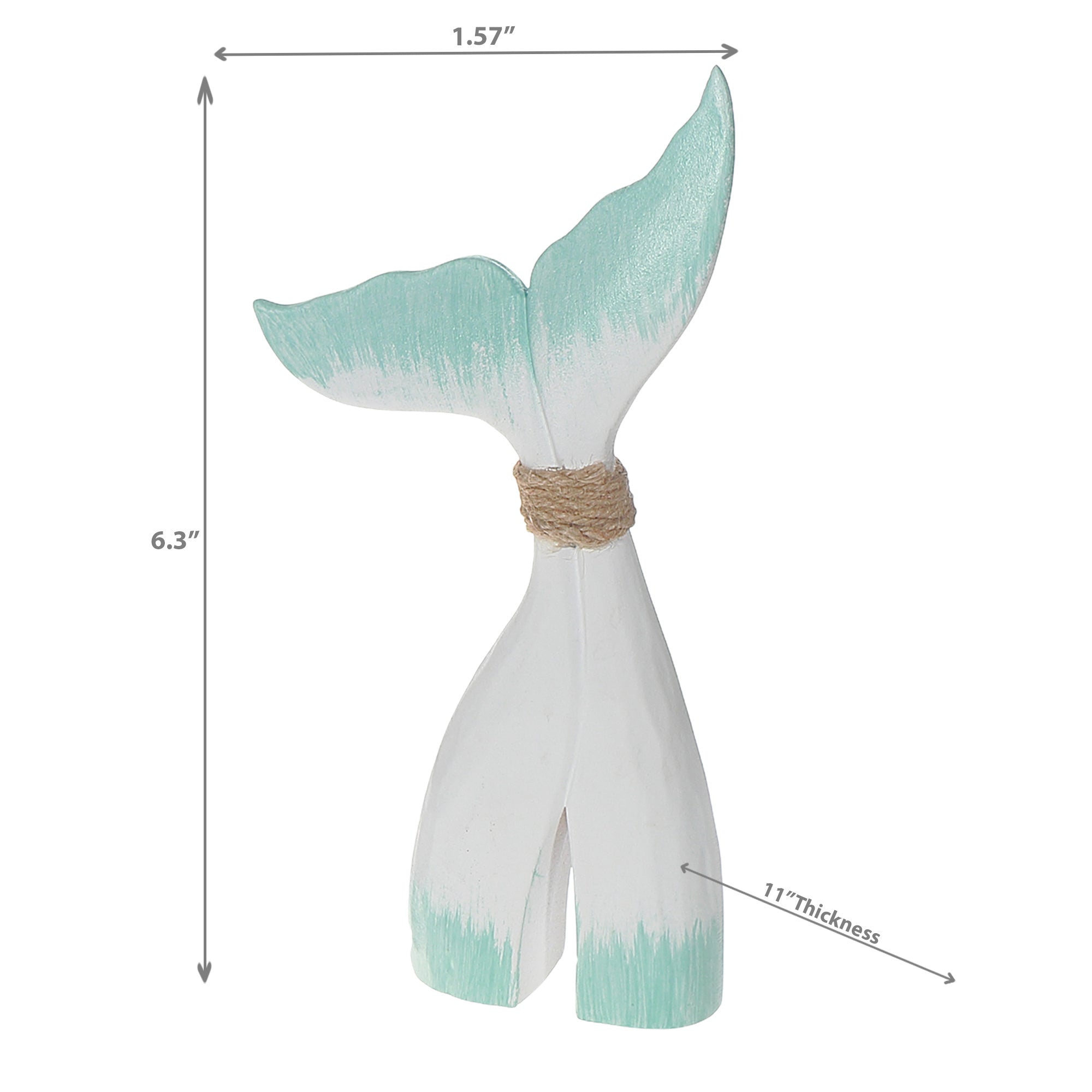 Large White and Turquoise Wooden Whale Tail Decorative Accent, Coastal Home Decor, Nautical Table or Wall Accent