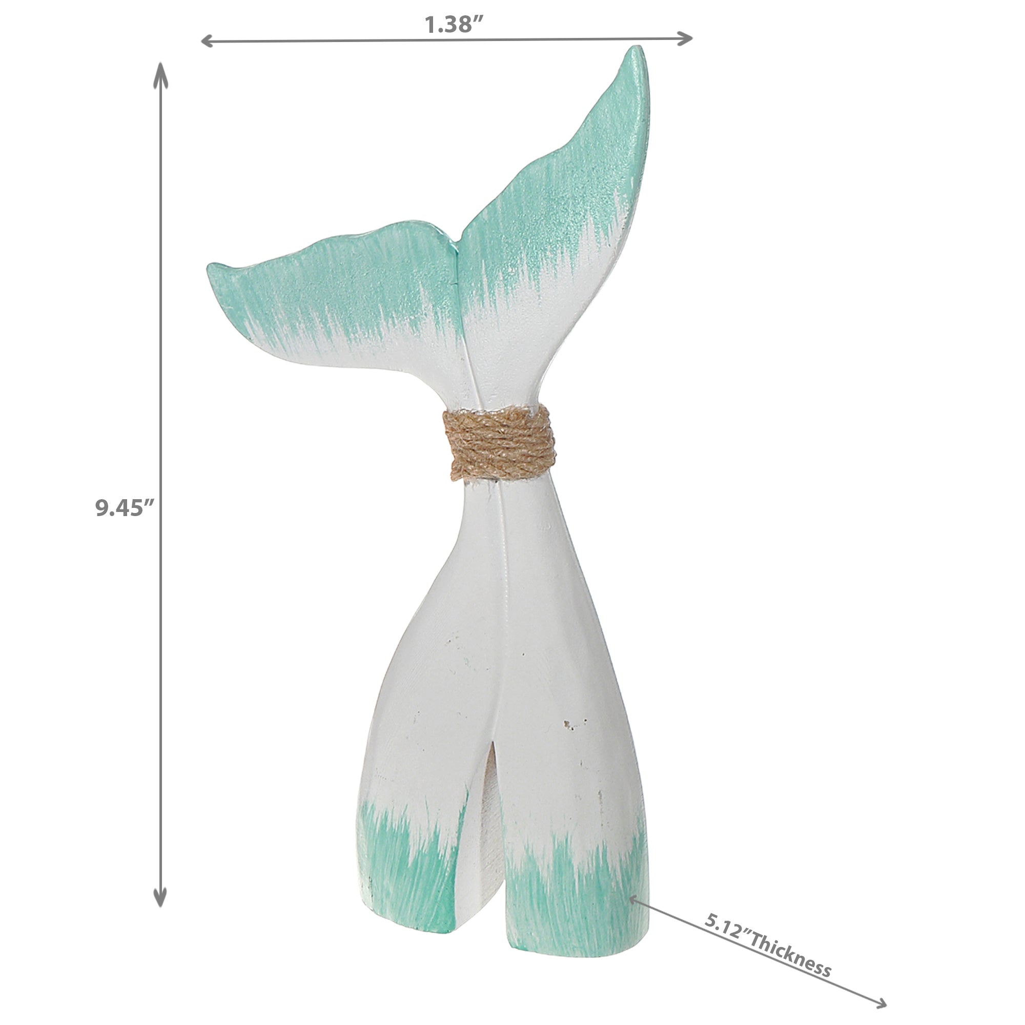Medium White and Turquoise Wooden Whale Tail Decorative Accent, Coastal Home Decor, Nautical Table or Wall Accent