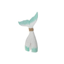 White & Turquoise Wooden Whale Tail Decor (Medium)