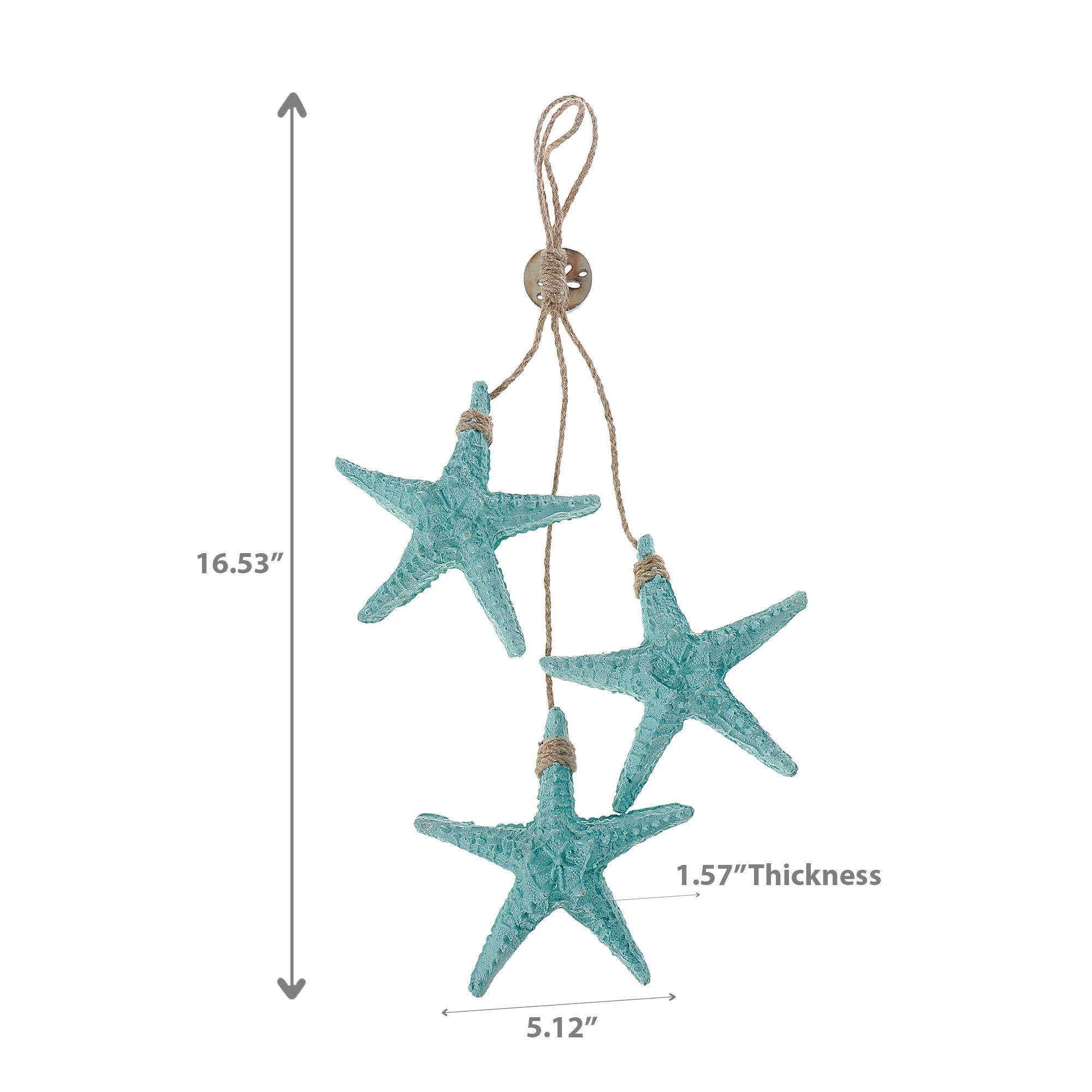 Three Piece Decorative Hanging Starfish Set, Nautical Wall Decor, Coastal Home Accent, Holiday Seasonal Decoration