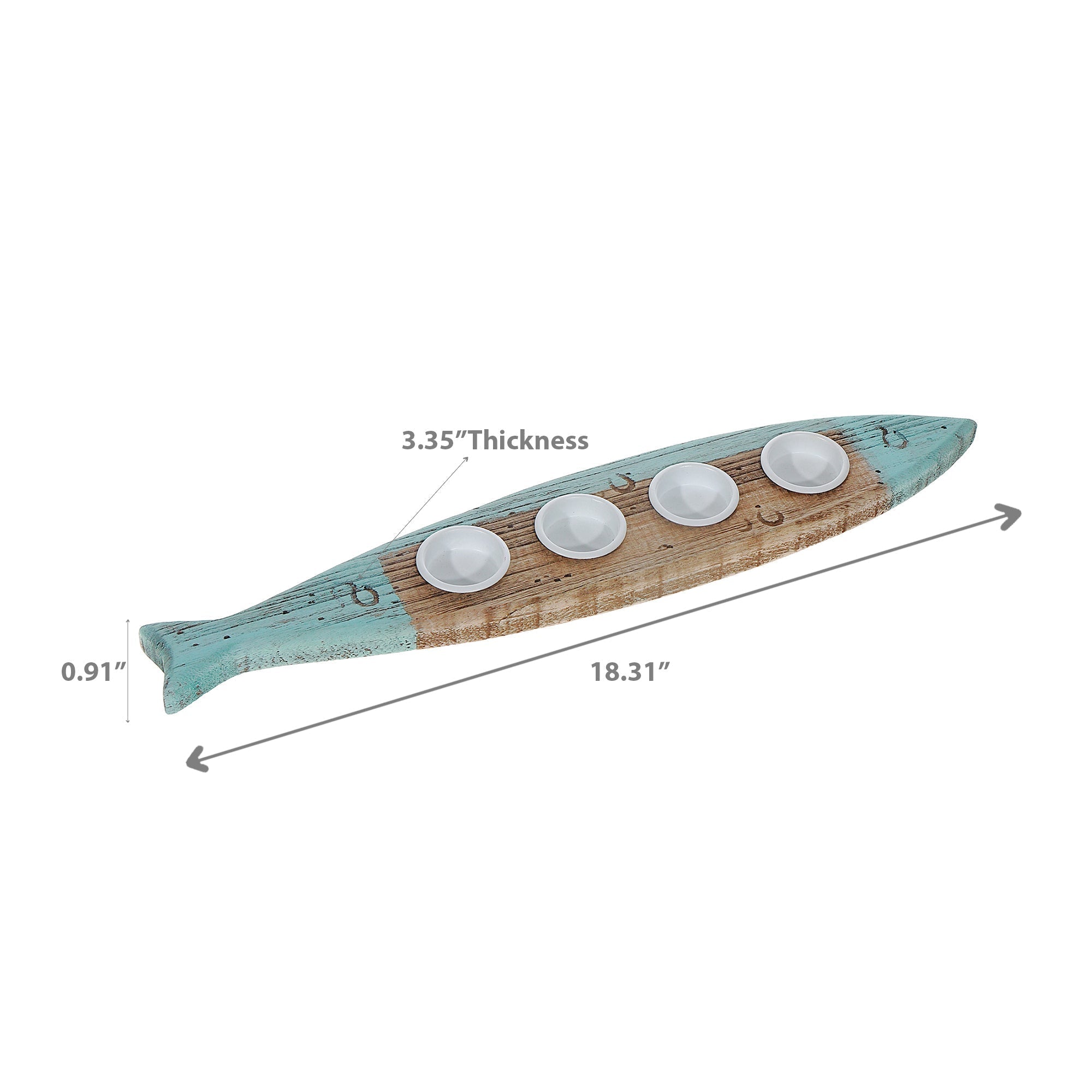 Wooden Fish With 3 Tealight Holders, Wooden Fish Candle Holder, Triple Tealight Stand, Coastal Tabletop Décor