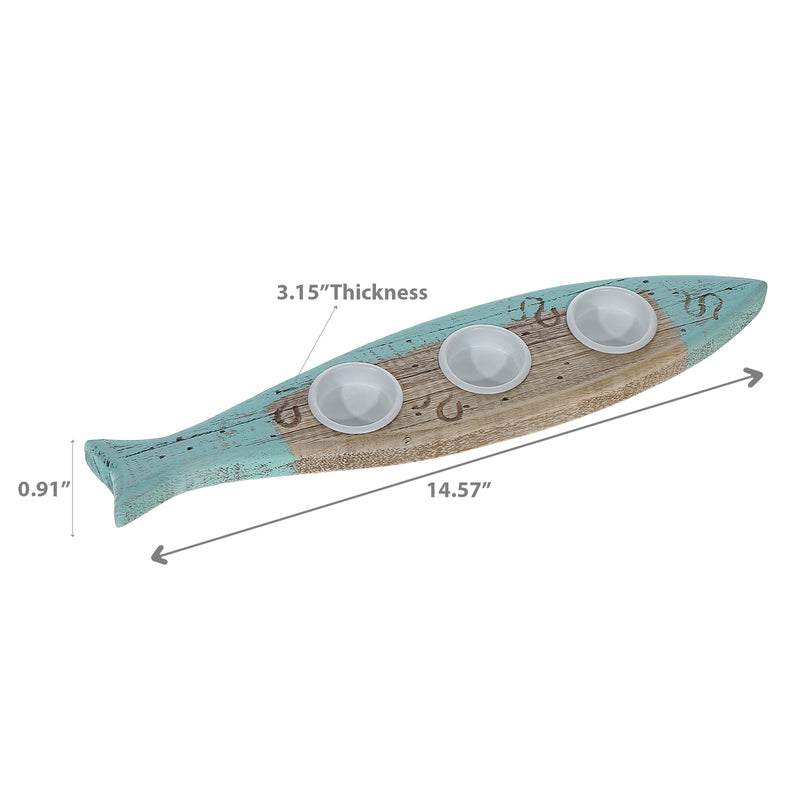 Wooden Fish With 3 Tealight Holders
