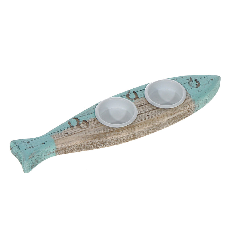 Wooden Fish With 3 Tealight Holders