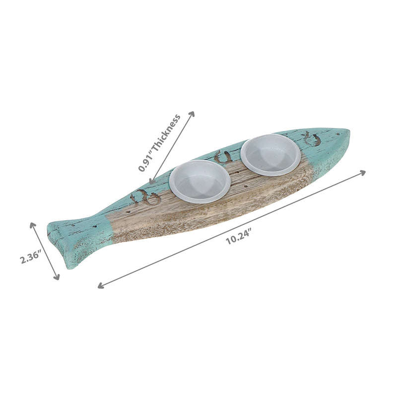 Wooden Fish With 3 Tealight Holders