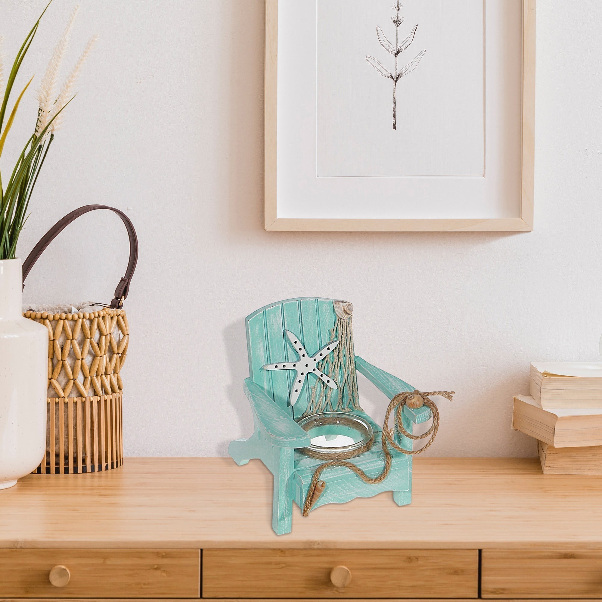 Wooden Chair with Candle Holder, Rustic Farmhouse Tabletop Decor, Wooden Tealight Stand, Home Accent