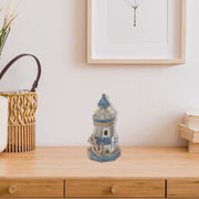 Wooden LED Lighthouse with Anchor – Coastal Holiday Decoration, Nautical Tabletop Decoration, Rustic LED Accent