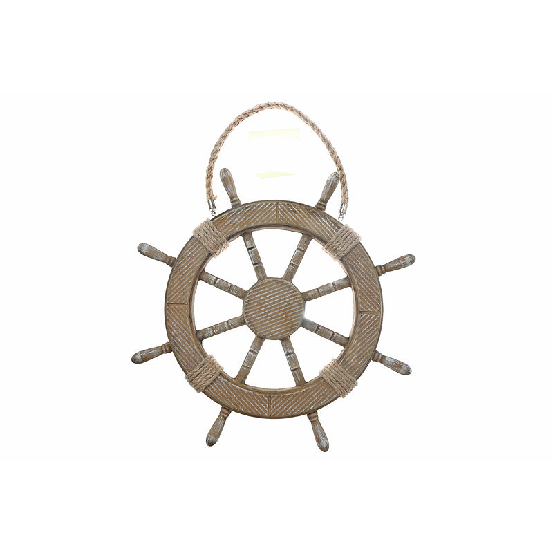Wooden Hanging Ship Wheel With Rope Decorativer