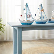 Assorted Blue Coastal Style Wooden Sailboat Figurines - Set of 2
