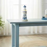 8.65" Blue Coastal Wooden Lighthouse with Built-In LED Light