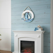 Blue Coastal Wooden Buoy Décor with LED Lighting