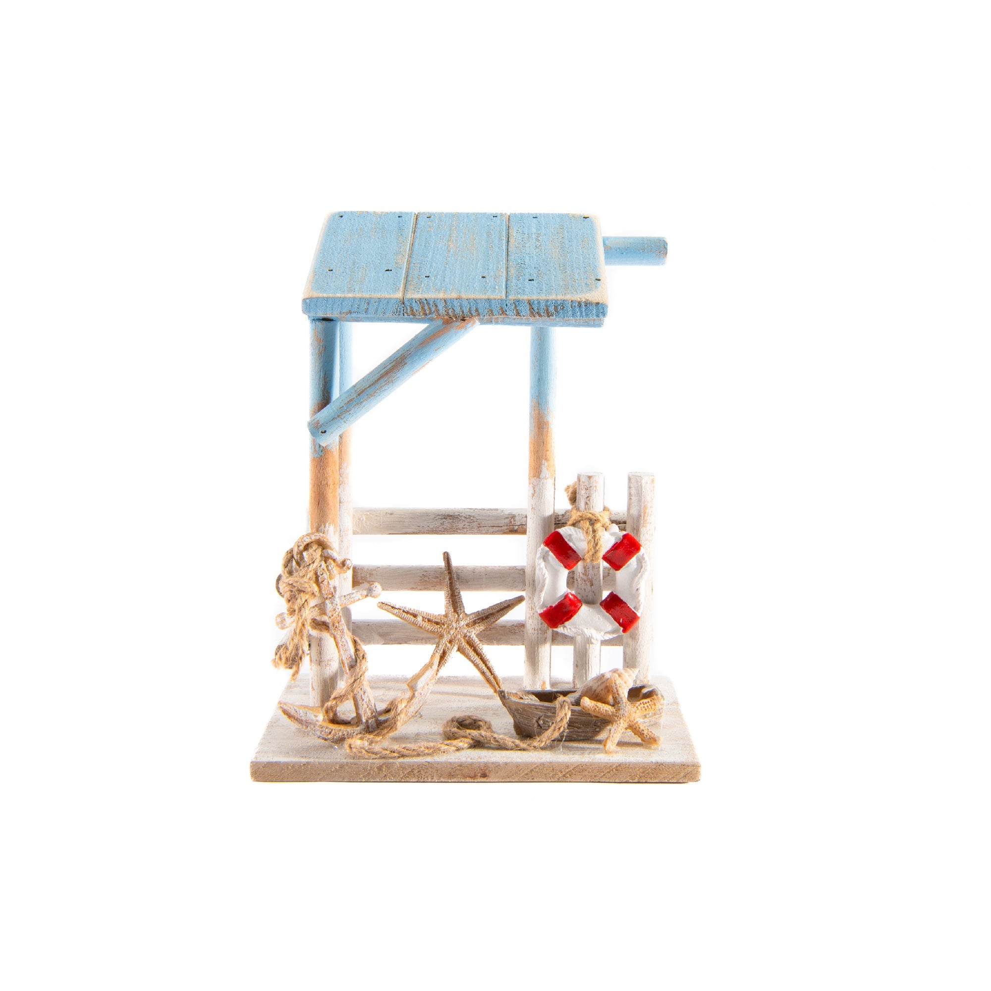 Blue Coastal Wooden Shed Decorative Accent for Coastal Homes