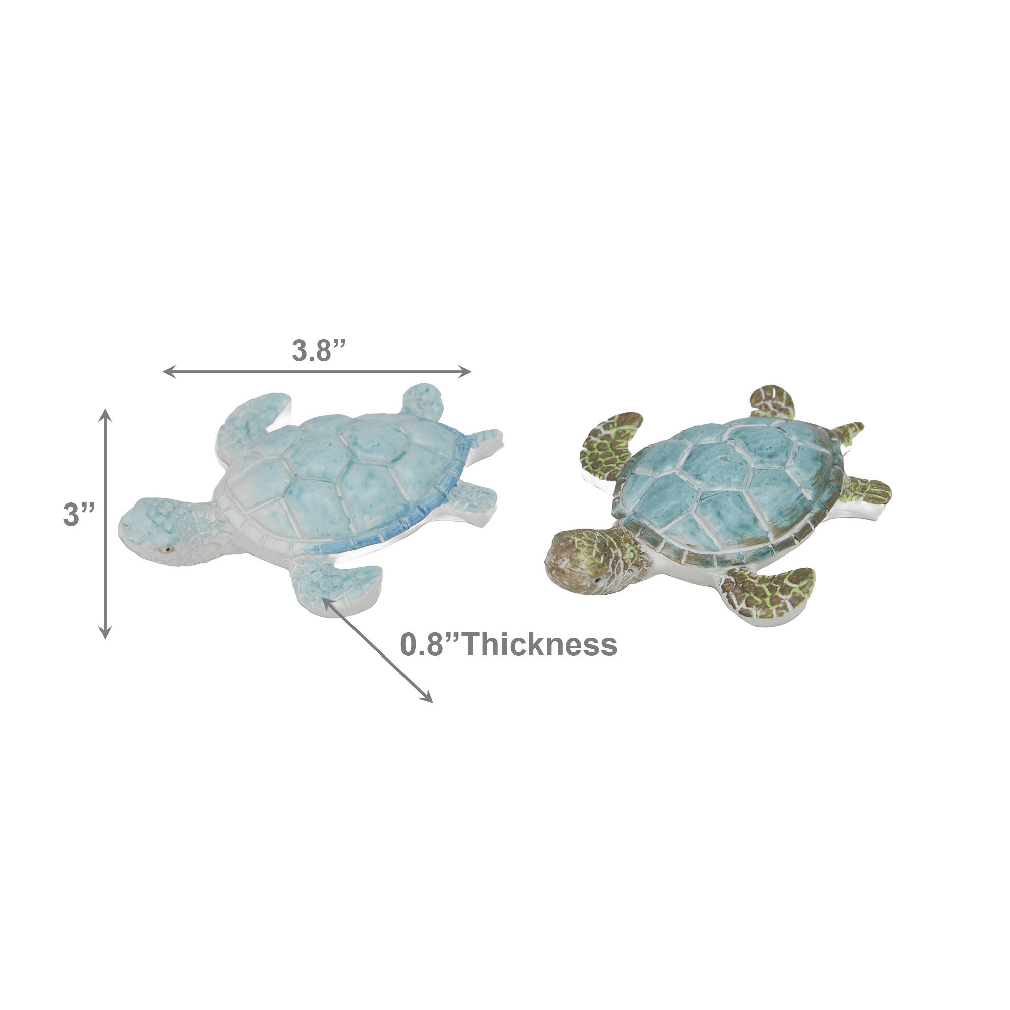 Assorted Blue Coastal Sea Turtle Figurines for Coastal Décor - Set of 2