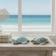 Assorted Blue Coastal Sea Turtle Figurines for Coastal Décor - Set of 2