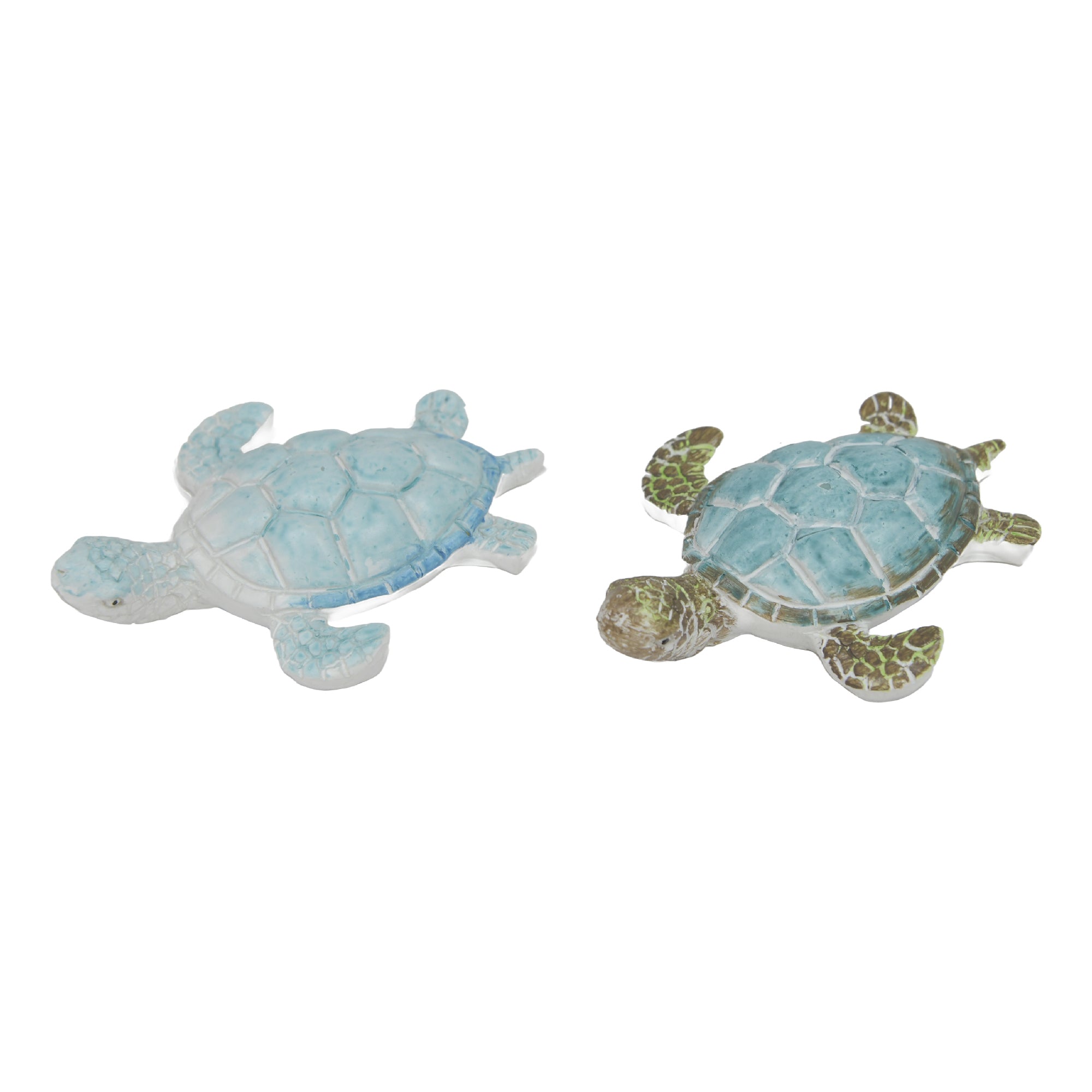 Assorted Blue Coastal Sea Turtle Figurines for Coastal Décor - Set of 2
