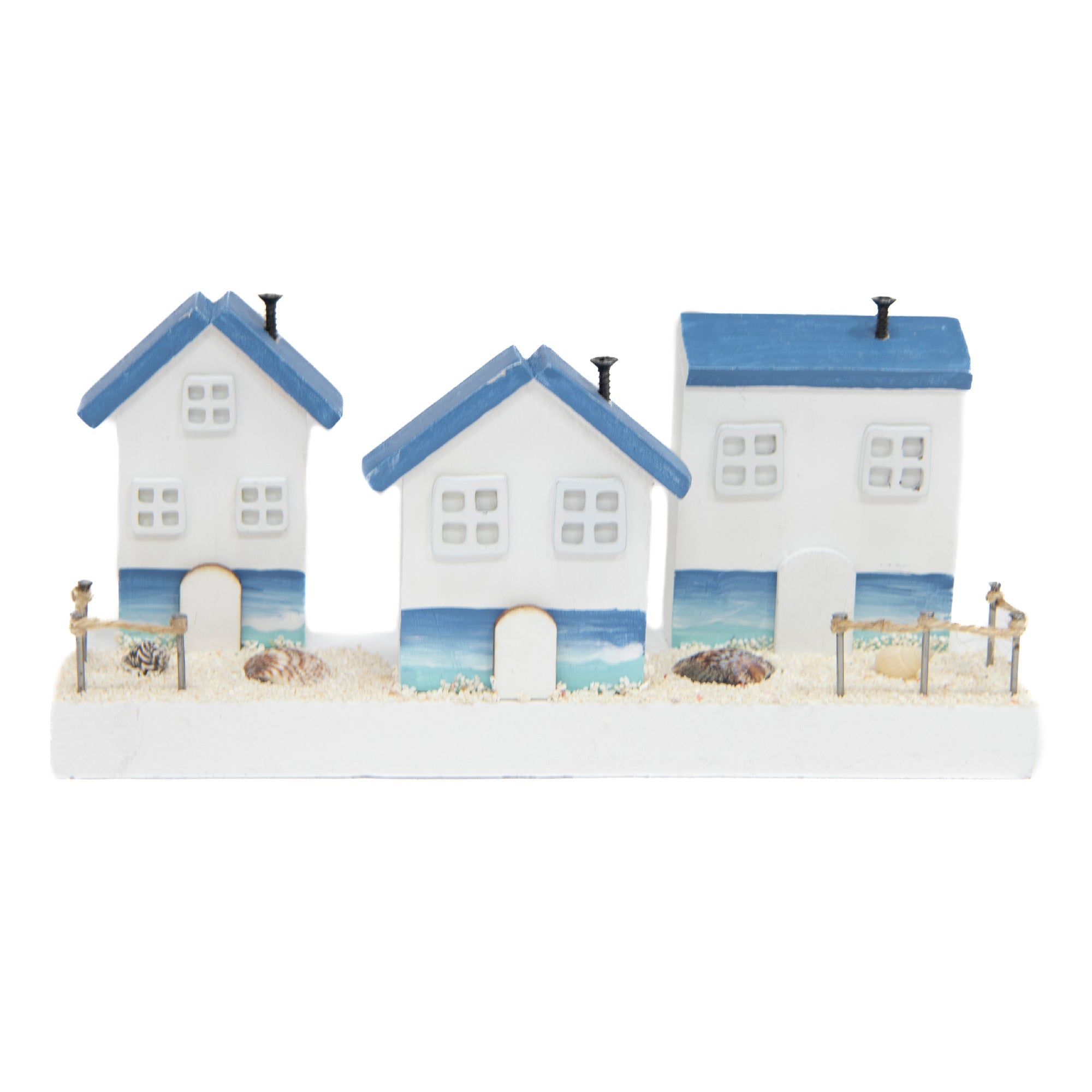 Blue Coastal Wooden Triple Beach House Stand Décor Piece