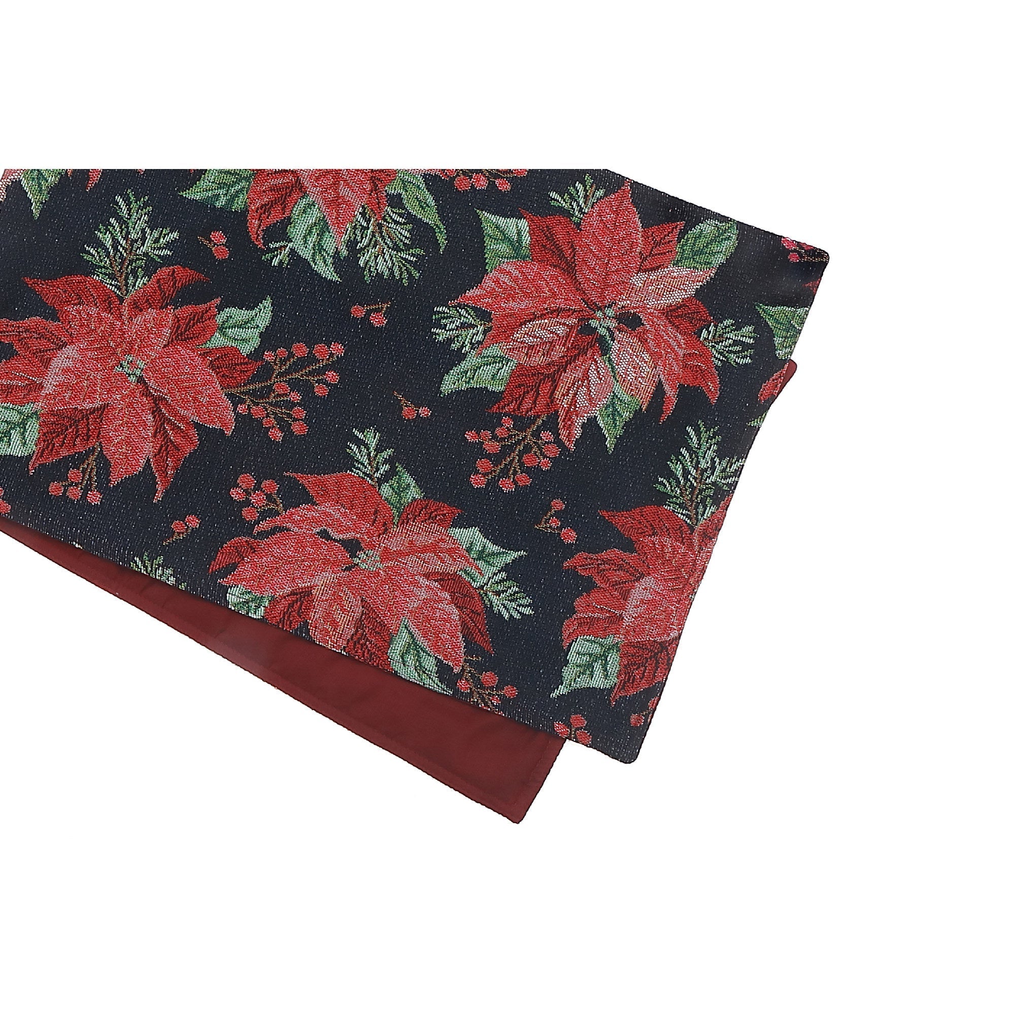 36" Multi Poinsettia Tapestry Table Runner Set of 2 – Holiday Table Decor
